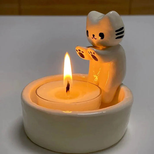 Purrfect Glow Cat Tealight Candle Holder