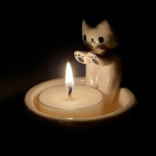 Purrfect Glow Cat Tealight Candle Holder