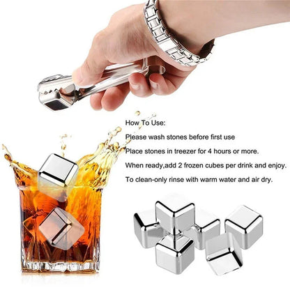 Stainless Steel Reusable Ice Cubes Set