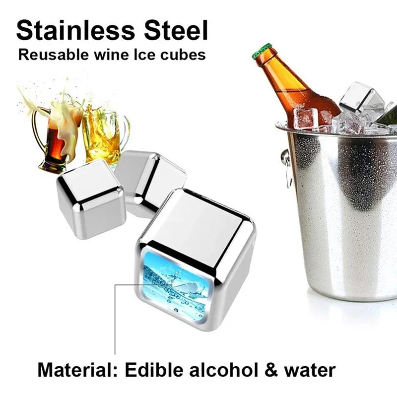 Stainless Steel Reusable Ice Cubes Set