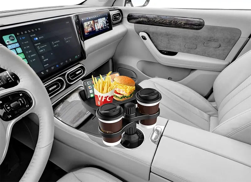 Car Tray with Cup Holder Attachment