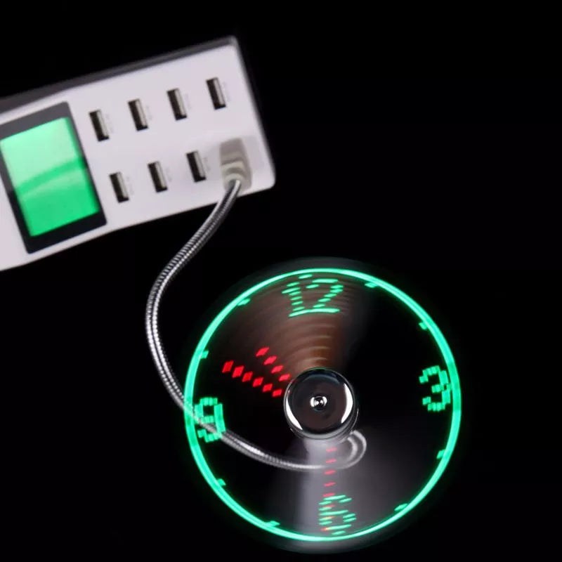 USB-Powered Portable Mini Fan with LED Clock Display